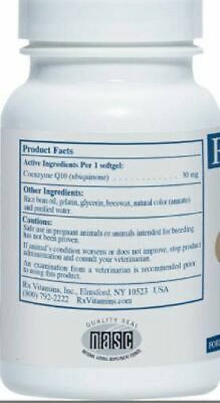 Rx Vitamins CoQ10 30 Capsules Antioxidant Supplement for Dogs and Cats
