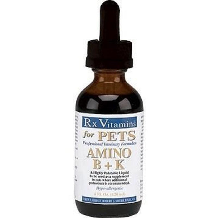 Vitaminas Rx para mascotas Amino B+K 4 onzas líquidas Complejo B Potasio para perros y gatos